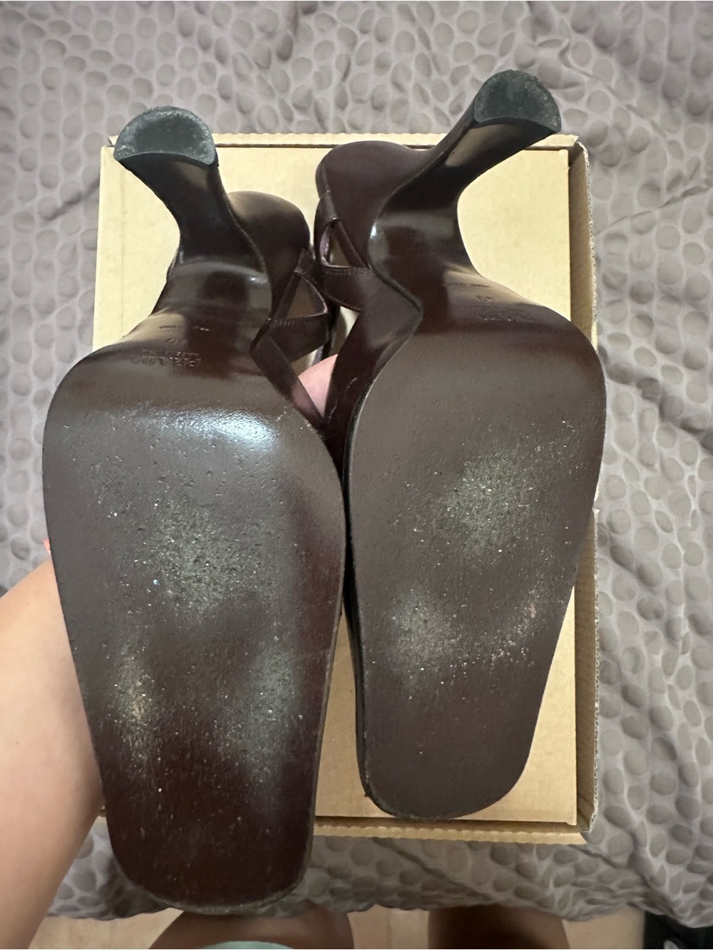 Vintage Prada Brown Leather T-Strap Heels Sz 40 fits like 9 - Picture 3 of 6